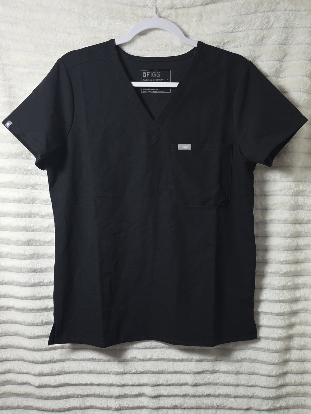 0427 FIGS Black V-Neck Scrub Top
